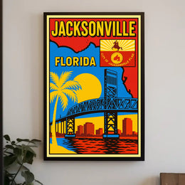 Jacksonville, Florida Cityscape Art Poster PosterGoat