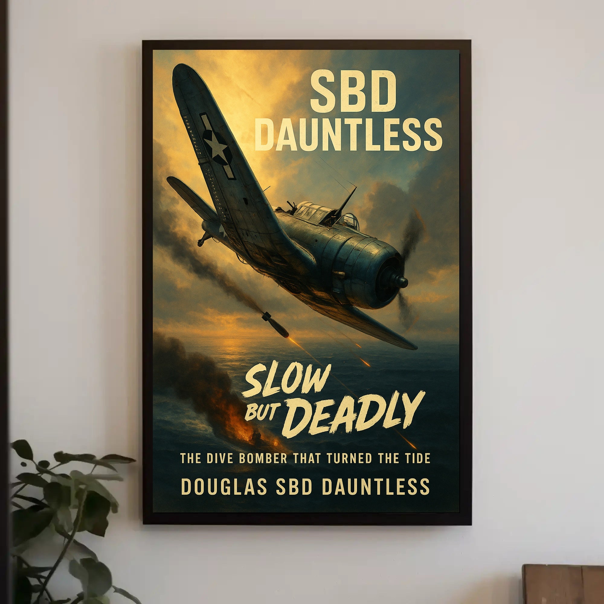 Douglas SBD Dauntless Action Scene WWII Poster