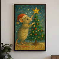Holiday Mouse and Christmas Tree Poster