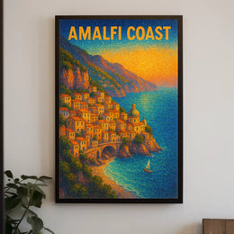 Amalfi Coast Poster 18x24 Coastal Wall Art Travel Decor