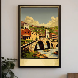 Scenic Bridge in a Quaint Village Poster