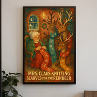 Mrs. Claus Knitting For The Reindeer Poster