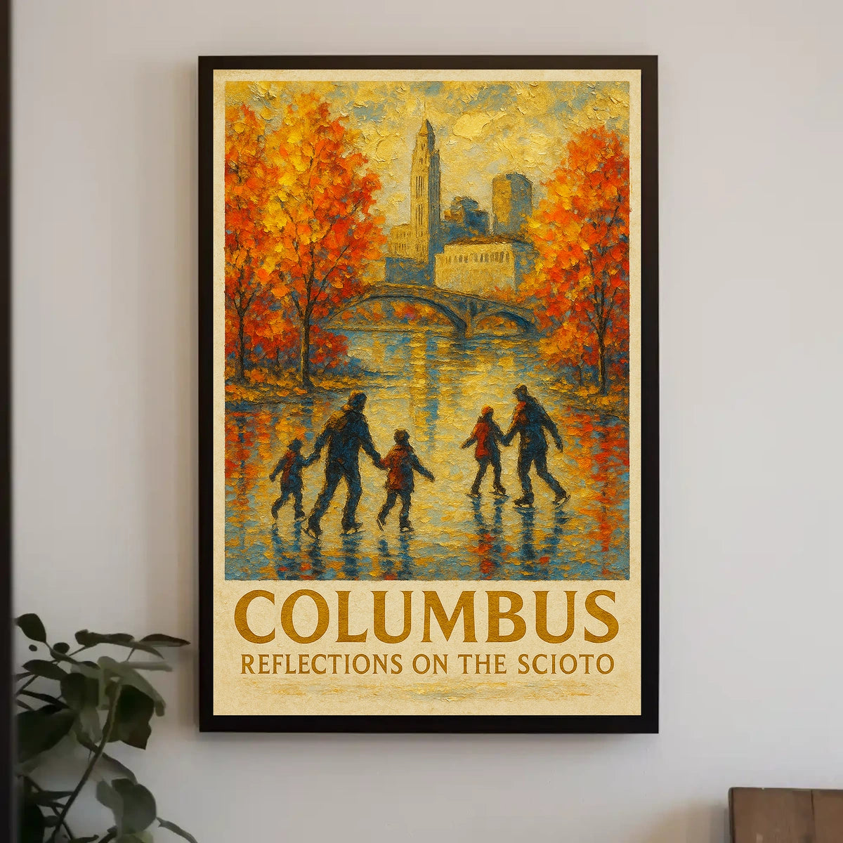 Columbus Reflections On The Scioto Poster