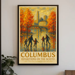Columbus Reflections On The Scioto Poster