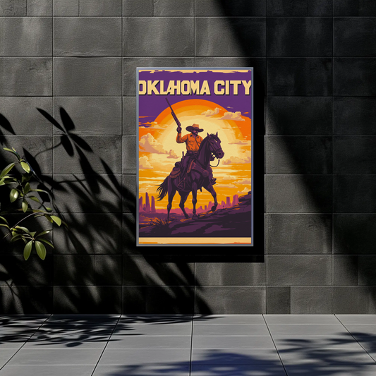 Oklahoma City Cowboy Vintage Poster
