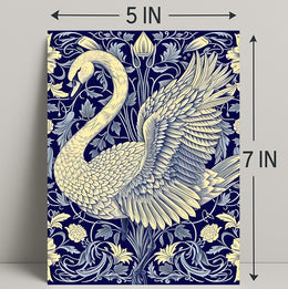Elegant Swan and Floral Patterns Animal Poster