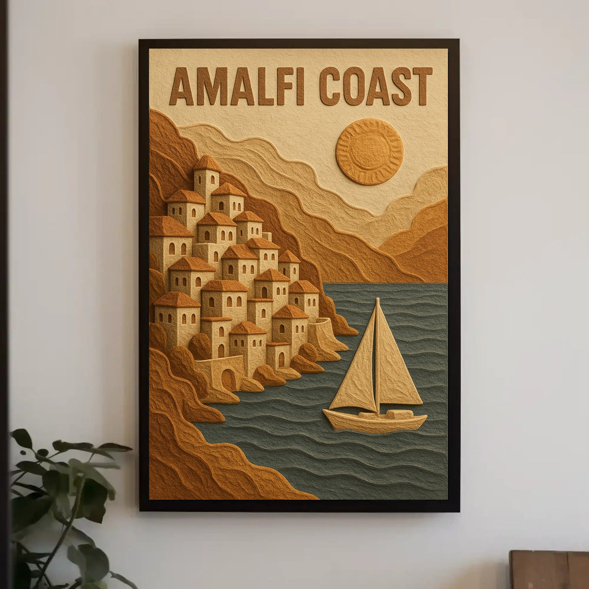 Amalfi Coast Poster Wall Art Mediterranean Coastal Decor