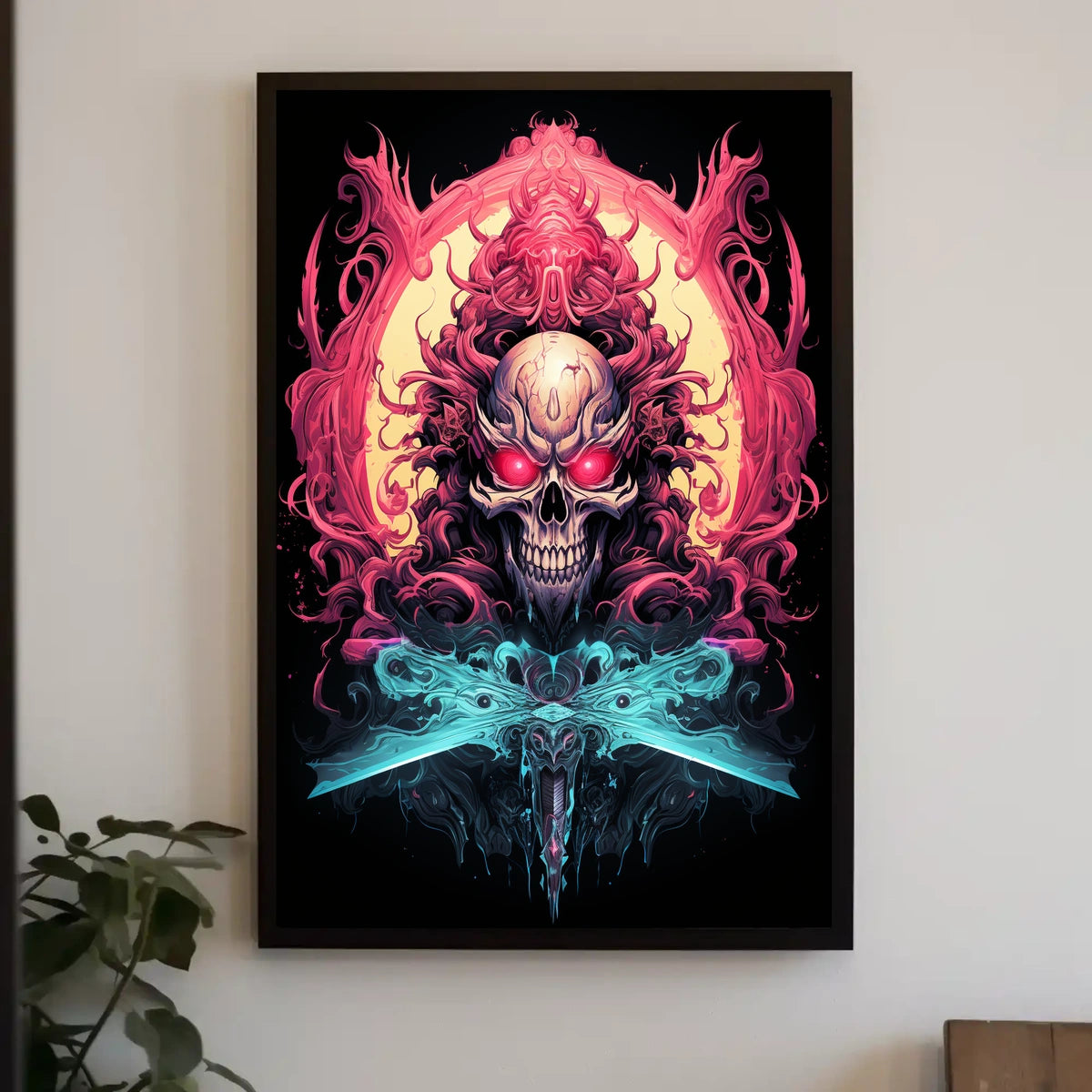 Menacing Skull Artistic Design Abstract Poster
