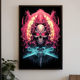 Menacing Skull Artistic Design Abstract Poster