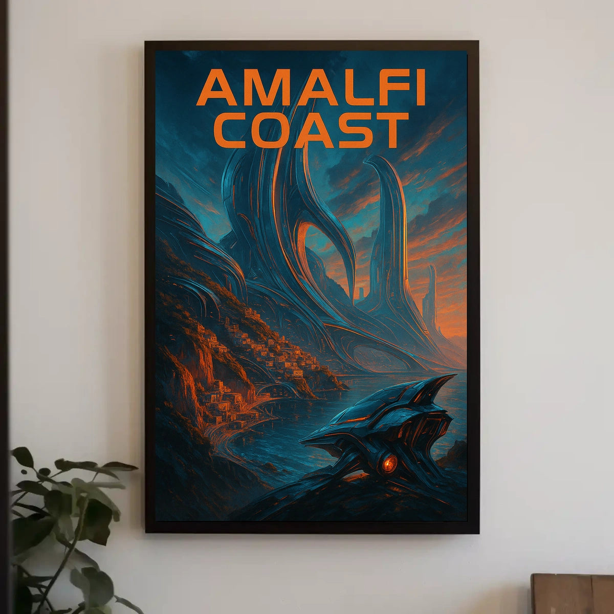 Amalfi Coast Futuristic Vision Poster 18x24 Wall Art