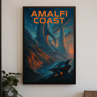 Amalfi Coast Futuristic Vision Poster 18x24 Wall Art