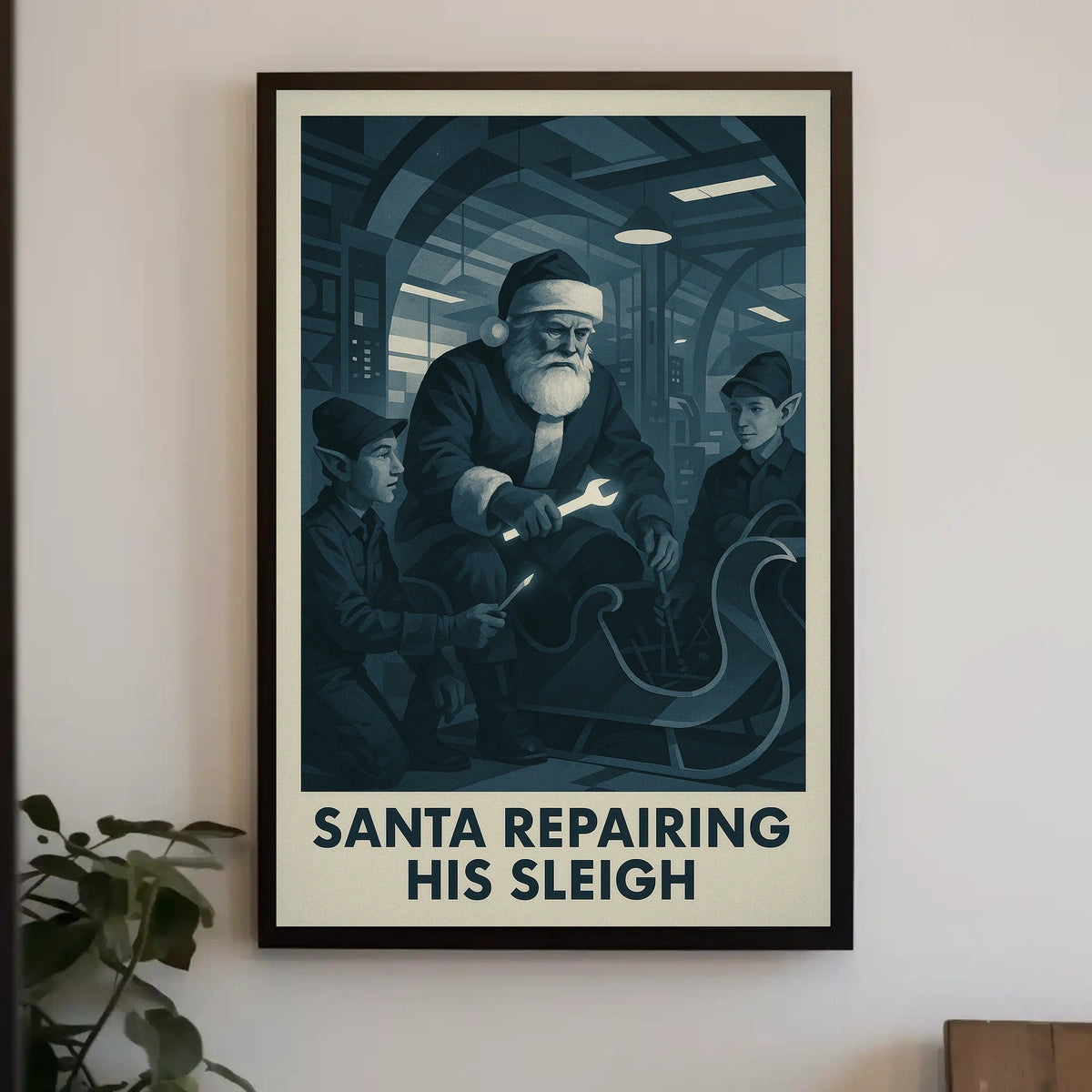 Santa's Workshop: Vintage Sleigh Repair Poster