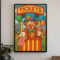 Carnival Clown Ticket Booth Poster