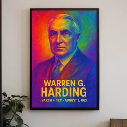 Warren G. Harding 29th President of the United States Neon Gradient Overlay Poster