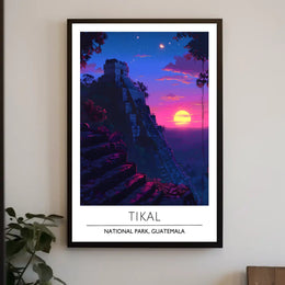 Tikal Temple Sunset Adventure National Park Poster