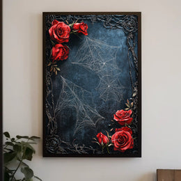 Dark Roses and Webs Moody Art Print Abstract Poster