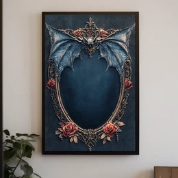 Gothic Bat and Roses Artistic Scenic Poster