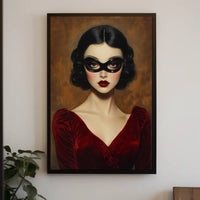 Woman in Red Dress Vintage Elegant Mysterious Poster