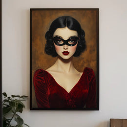 Woman in Red Dress Vintage Elegant Mysterious Poster
