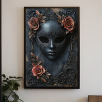 Ornate Black Mask Gothic Artistry Cultural Heritage Poster