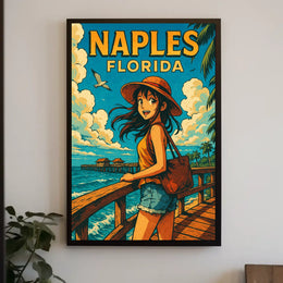 Naples Florida Adventure Poster Coastal Wall Art Decor