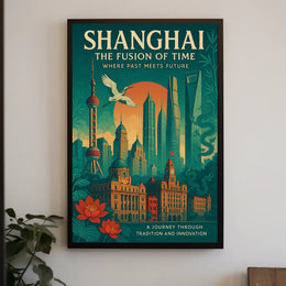 Shanghai Architecture Illustrative Modern Traditional Poster