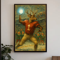 Whimsical Reindeer Holiday Sports Fantasy Vintage Poster