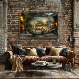 Asian Heritage Art: Riverside Village Scene Poster