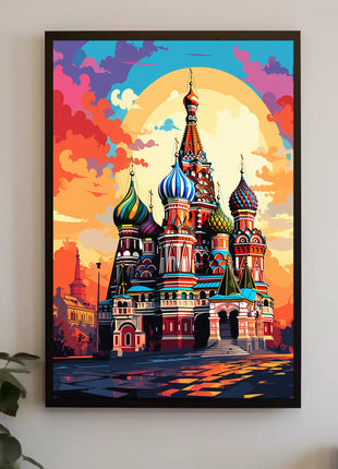 Vibrant Russian Landmark Illustration Cultural or Heritage Poster