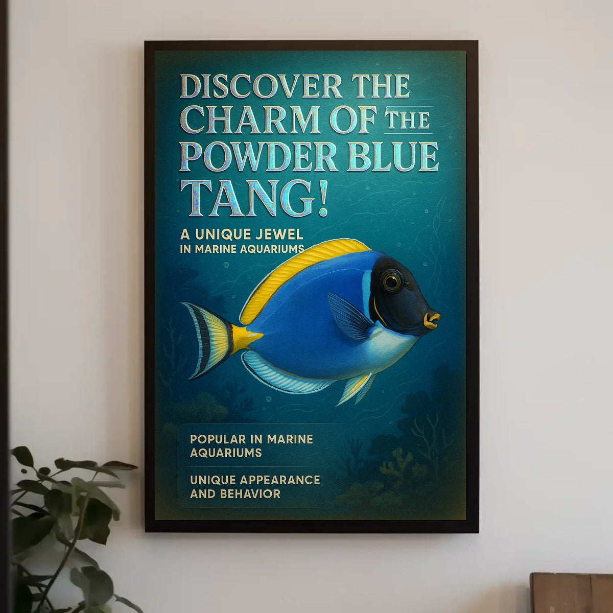 Powder Blue Tang Illustration: Captivating Animal Poster