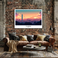 Taipei Skyline Sunset: Urban or Cityscape Poster