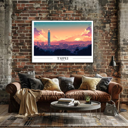 Taipei Skyline Sunset: Urban or Cityscape Poster