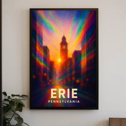 Erie Pennsylvania Cityscape Vibrant Urban Travel Inspired Digital Painting Impressionism Poster