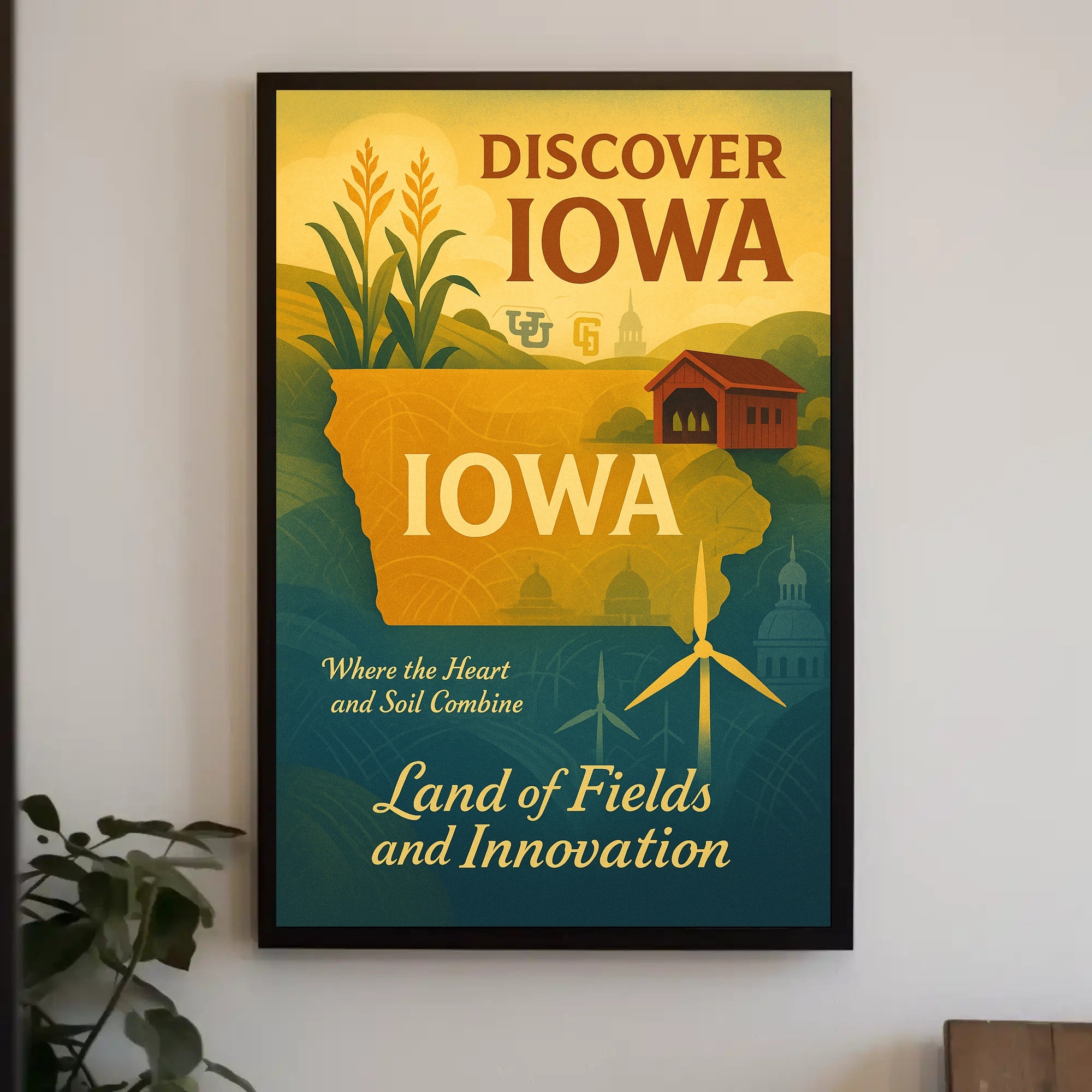 Iowa's Heartfelt Harmony: Nostalgic Travel Poster