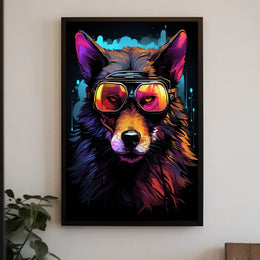 Wolf with Reflective Goggles: Futuristic Sci-Fi Poster