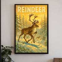 Reindeer On Skis Poster