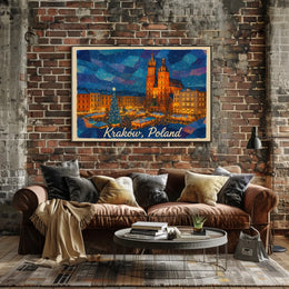Krakow, Poland Festive Night Market Poster