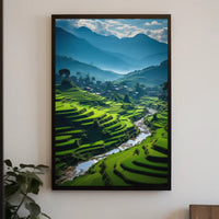 Terraced Rice Fields Nature Art Poster