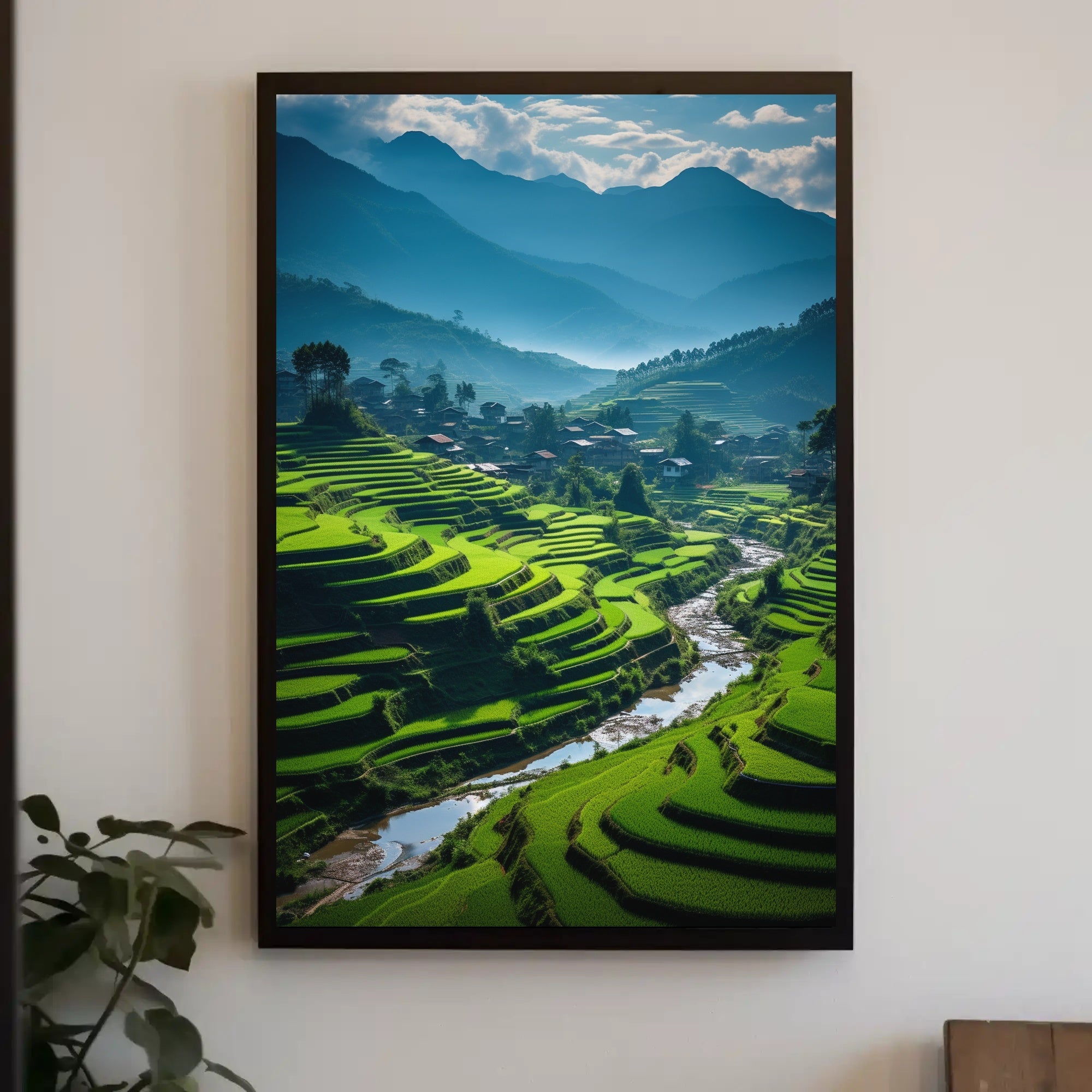 Terraced Rice Fields Nature Art Poster