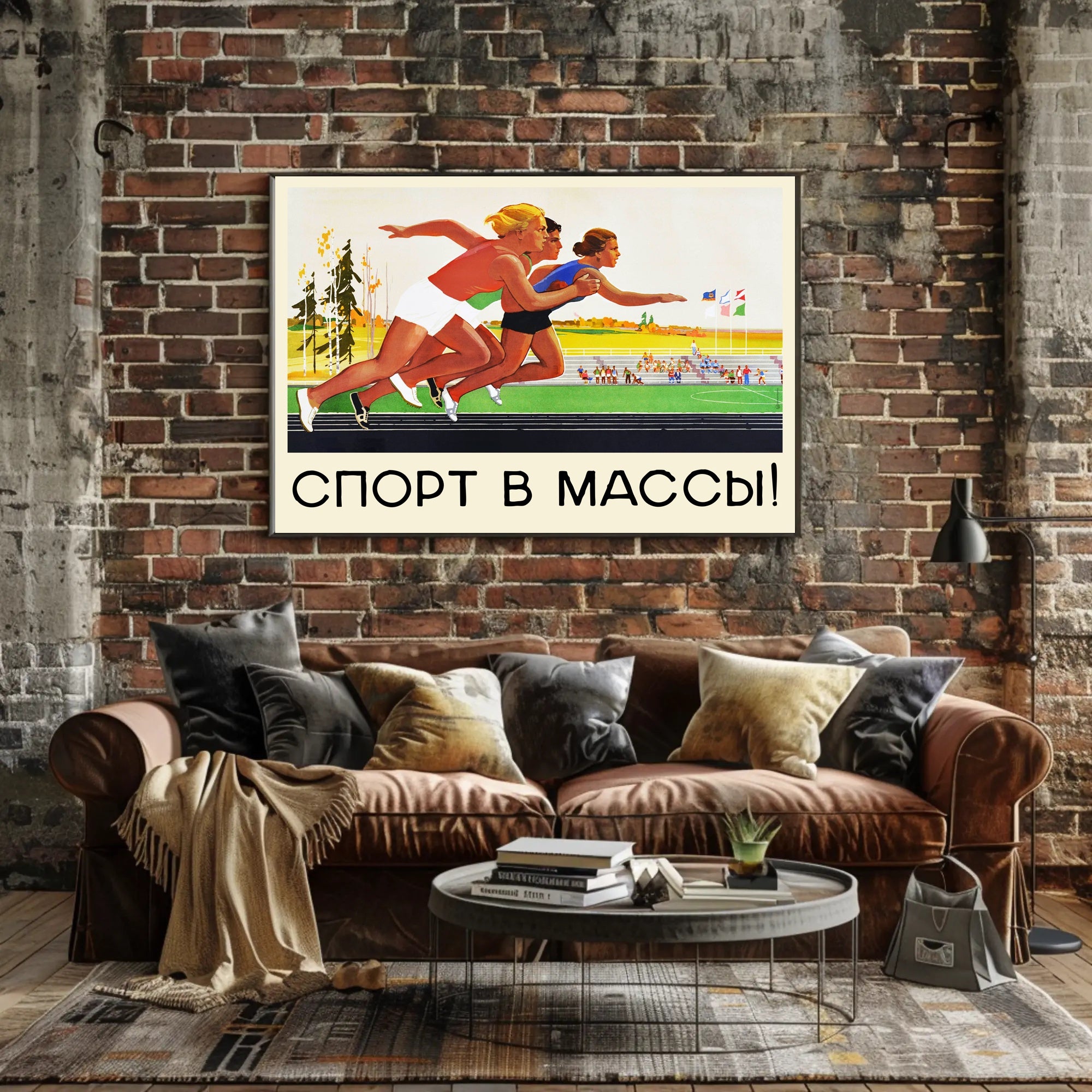 Vintage Soviet Athletic Race Motivational Propaganda Poster