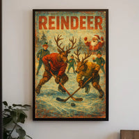 Reindeer Hockey Poster