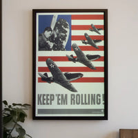 American Fighter Planes WWII Era Aviation Poster