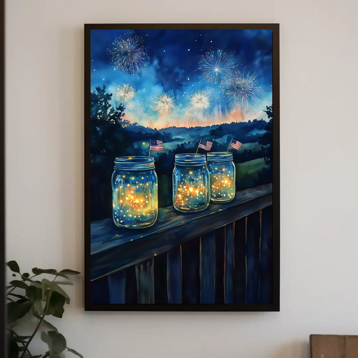Duck With Starry Hood Among Sunflowers And Mason Jars Poster