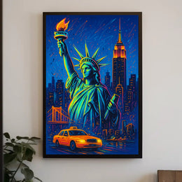 New York Nightlife City Lights Poster Pop Art Wall Art