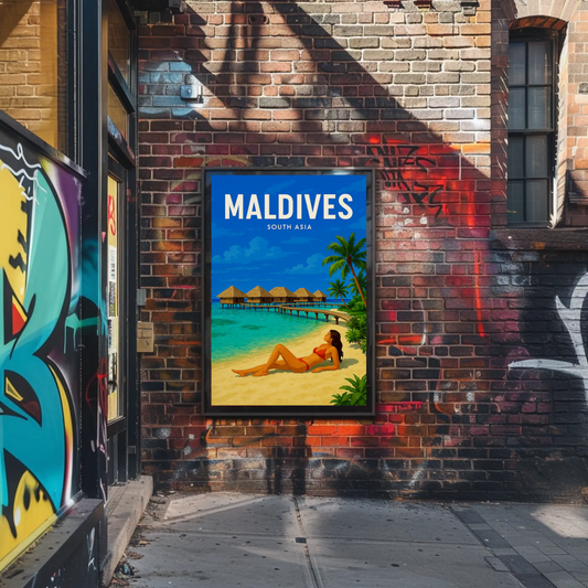 Maldives South Asia Overwater Resort Beach Poster