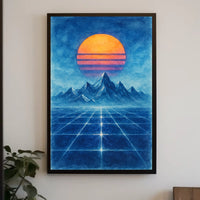 Retro-Futuristic Synthwave Landscape Art Poster
