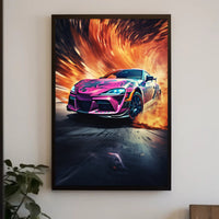 Modern Sports Travel Poster Featuring Dynamic Vehicles
