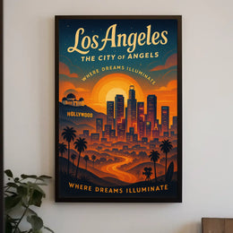 Los Angeles Dreams Illuminate Vintage Art Poster