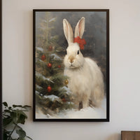 Festive Rabbit And Christmas Tree Poster