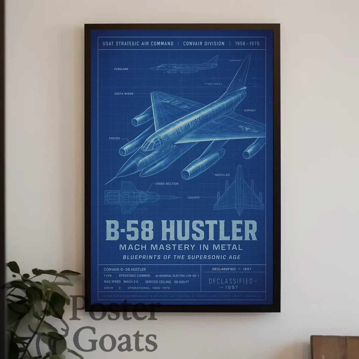 B-58 Hustler Supersonic Bomber Military Aviation Poster